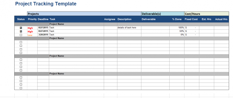 25 Free Multiple Project Tracking Template Excel - Calypso Tree