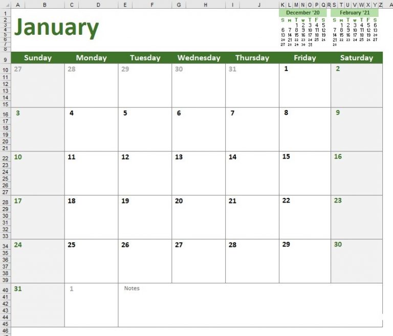 50 Free Calendar Template Excel - Calypso Tree