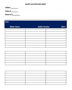 11 Amazing Silent Auction Bid Sheet Template (word, Excel, Pdf 