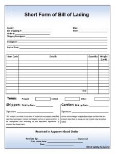 12 Simple Bill Of Lading Form & Template Free - Calypso Tree