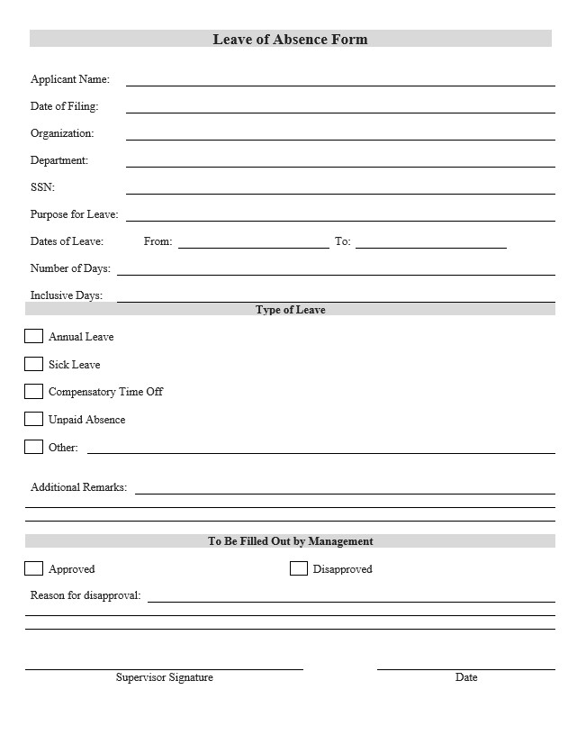 16+ Free Leave Of Absence Form Sample - Calypso Tree