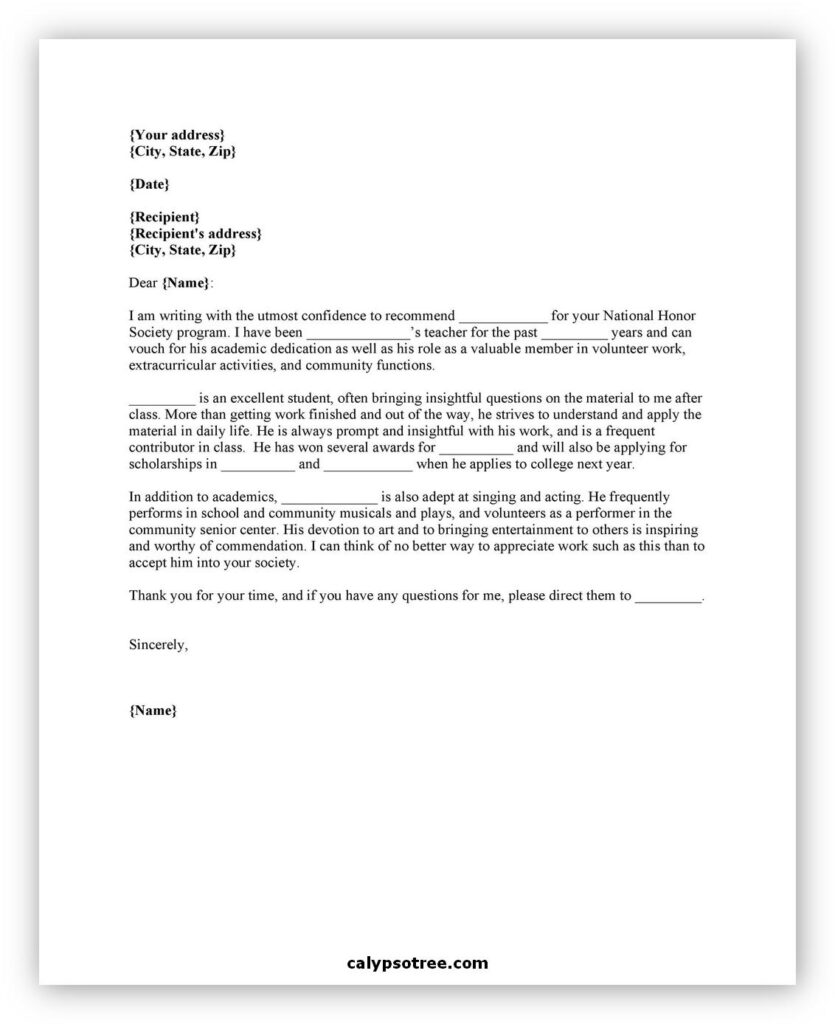 60 Best Letter Of Recommendation Example & Template - Calypso Tree