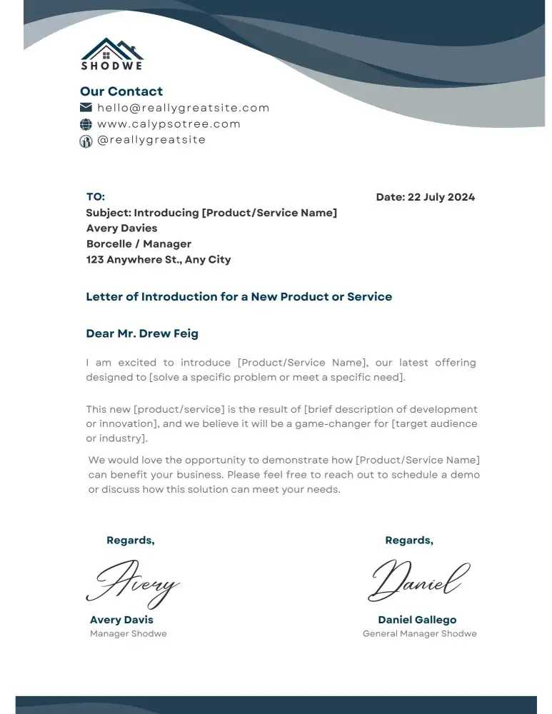 Professional Letter of Introduction for a New Product or Service